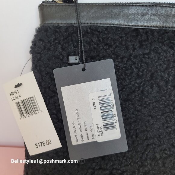 VIAVENETO Delilah Curly Lambskin Shearling Large Pouch/Wristlet- Black color - Picture 15 of 16